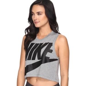 Nike Black Check Essential Crop Top Tank Muscle